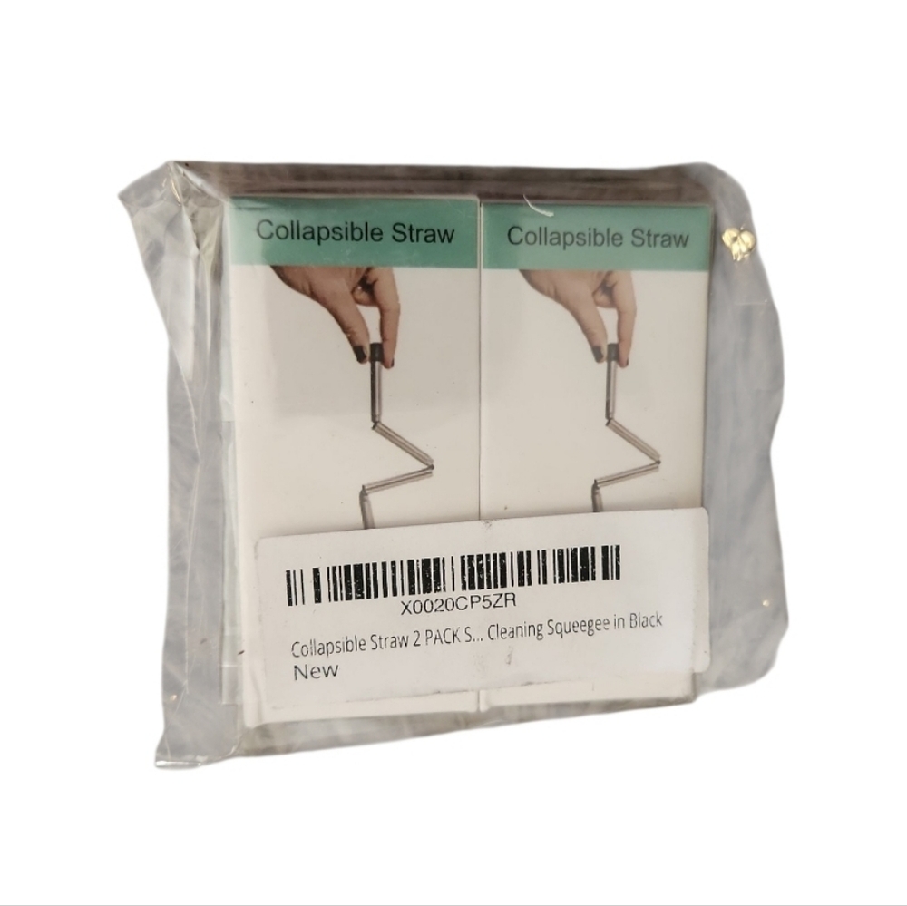 Collapsible Drinking Straw Travel Foldable Reusable Straw Set Of 2 NIP